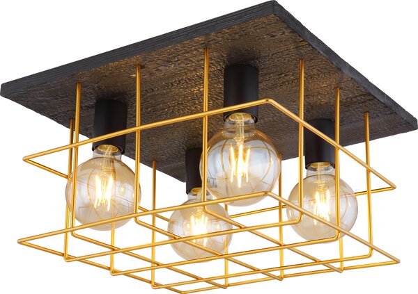 Globo Lighting plafoniera in metallo nero, 4x E27