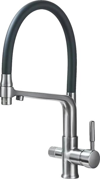 Rubinetto da cucina, acqua fredda e calda, doppia maniglia, incasso a soffitto, grigio cenere