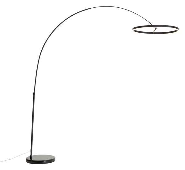 Lampada da terra ad arco di design nera con LED dimmerabile a 3 livelli - Anello