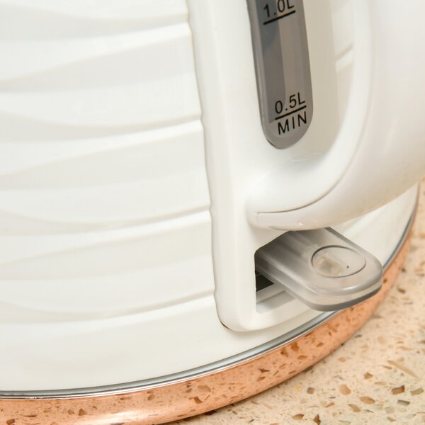 HOMCOM Bollitore Elettrico 1,7 L, 2,2 kW, Funzione Ebollizione Rapida con Filtro Anticalcare Rimovibile e Lavabile, Bianco | Aosom Italy