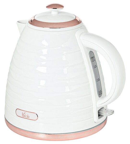 HOMCOM Bollitore Elettrico 1,7 L, 2,2 kW, Funzione Ebollizione Rapida con Filtro Anticalcare Rimovibile e Lavabile, Bianco | Aosom Italy