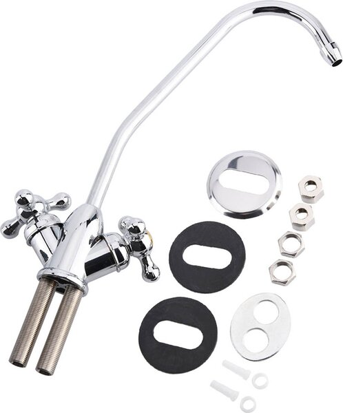 1/4" in lega di zinco rubinetto da cucina a doppia testa cromo osmosi inversa RO filtro acqua potabile