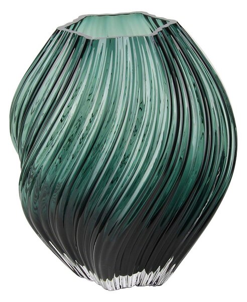 Vaso verde scuro in vetro fatto a mano (altezza totale 23 cm) – House Nordic
