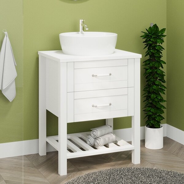 Mobile bagno a terra 60 cm stile classico bianco opaco | LAC-THALASSA-60 - KAMALU