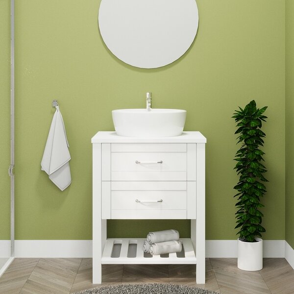 Mobile bagno a terra 60 cm stile classico bianco opaco | LAC-THALASSA-60 - KAMALU