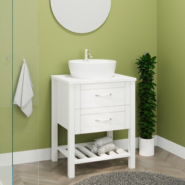 Mobile bagno a terra 60 cm stile classico bianco opaco | LAC-THALASSA-60 - KAMALU
