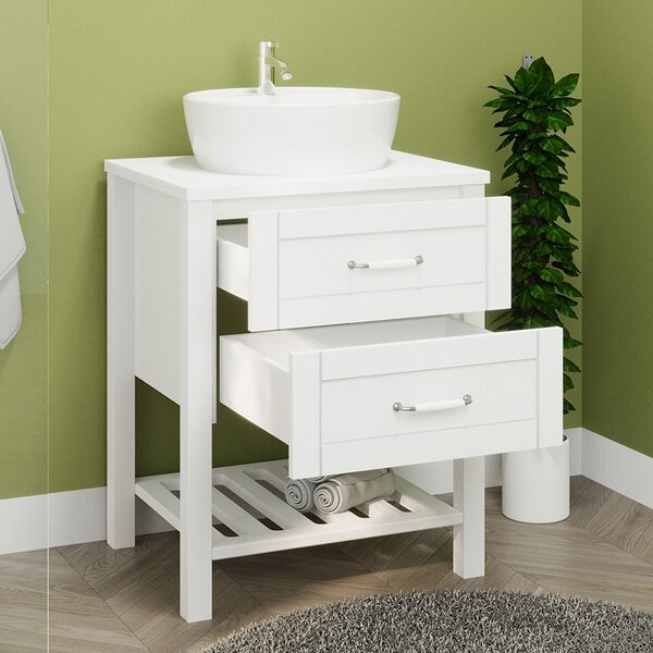 Mobile bagno a terra 60 cm stile classico bianco opaco | LAC-THALASSA-60 - KAMALU