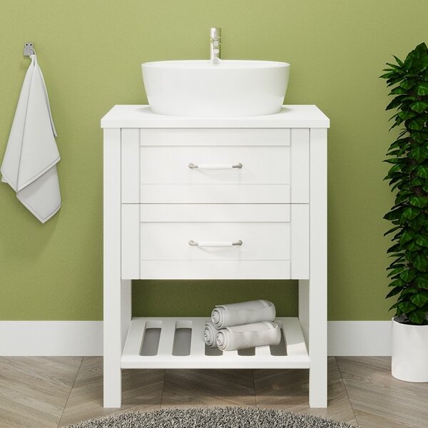 Mobile bagno a terra 60 cm stile classico bianco opaco | LAC-THALASSA-60 - KAMALU
