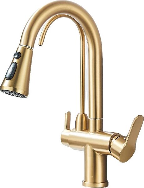 Rubinetto da cucina, sensore tattile, estraibile, oro spazzolato