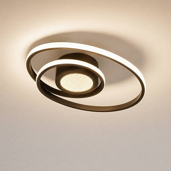 Plafoniera a LED Thalina Lindby, dimmerabile, Nero, Soggiorno / Sala da pranzo, Metallo, Moderno, Plafoniera LED