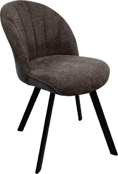 Brezo 1S, sedia, struttura nera opaca, rigida, ovale, rivestimento marrone