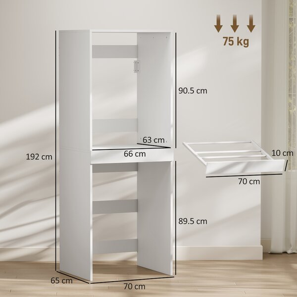 HOMCOM Mobile Lavatrice Asciugatrice, Colonna Lavatrice Asciugatrice, per Bagno Lavanderia, 70x65x192 cm, Bianco | Aosom Italy
