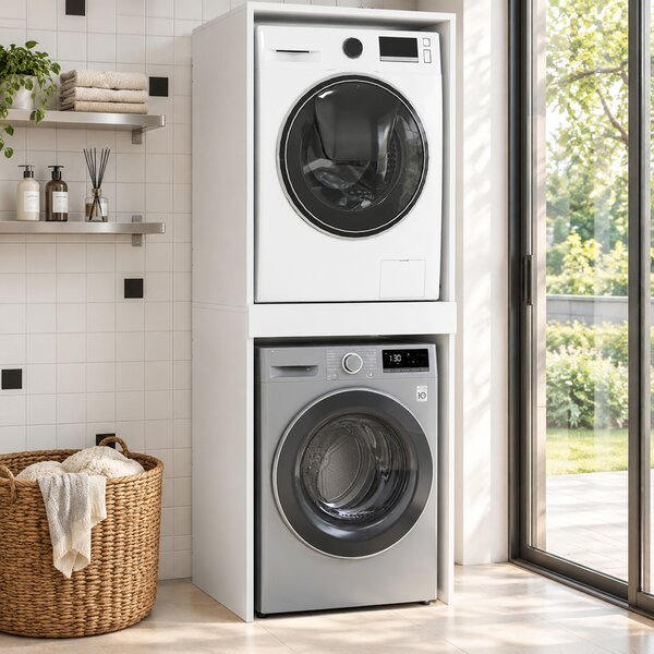 HOMCOM Mobile Lavatrice Asciugatrice, Colonna Lavatrice Asciugatrice, per Bagno Lavanderia, 70x65x192 cm, Bianco | Aosom Italy
