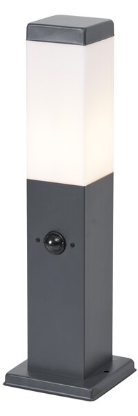 Lampada da esterno grigio scuro con vetro opale 45 cm IP44 con presa e sensore di movimento - Malios