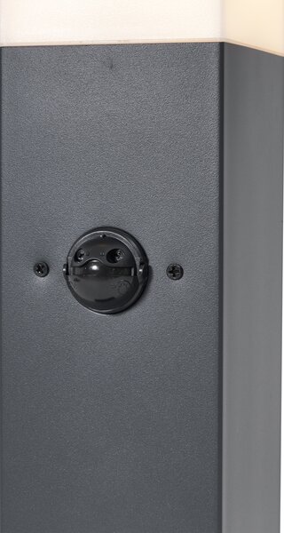 Lampada da esterno grigio scuro con vetro opale 45 cm IP44 con presa e sensore di movimento - Malios
