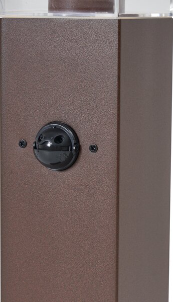 Lampada da esterno marrone ruggine con vetro trasparente 45 cm IP44 con presa e sensore di movimento - Malios
