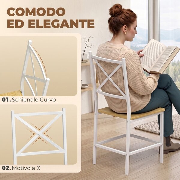 HOMCOM Set Tavolo da Pranzo 5 Pezzi per 4 Persone, Tavolo da Cucina Allungabile da 105 cm con Sedie, Rovere | Aosom Italy