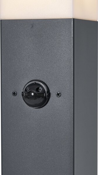 Lampada da esterno grigio scuro con vetro opale 80cm IP44 con presa e sensore di movimento - Malios