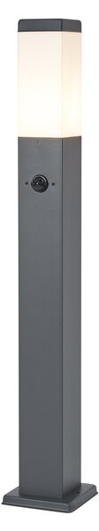 Lampada da esterno grigio scuro con vetro opale 80cm IP44 con presa e sensore di movimento - Malios