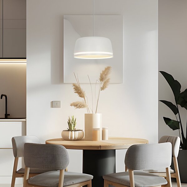 Lampada a sospensione NOLA, Peaks, dimmerabile, Bianco, Soggiorno, Alluminio, Scandinavo
