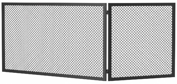 DecHome Parascintille Camino Pieghevole a 2 Pannelli in Metallo Verniciato 140x1x50 cm colore Nero