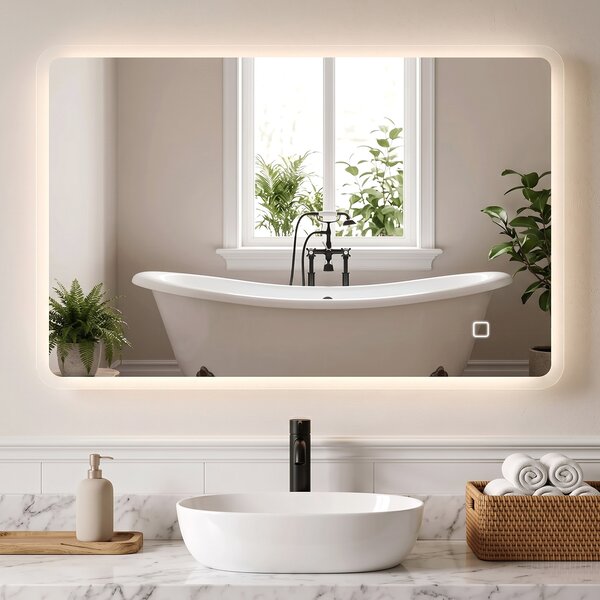 HOMCOM Specchio Bagno con Luce LED 70x100 cm, 3 Colori Luce, Dimmerabile, Antiappannamento, Interruttore Touch, Memoria | Aosom Italy