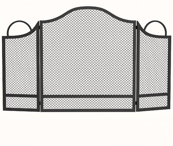 DecHome Parascintille Camino Pieghevole a 3 Pannelli in Metallo Verniciato 122x1x74 cm colore Nero