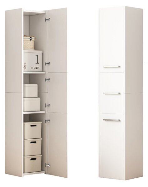Libreria bianca moderna alta con 3 ante 170 cm