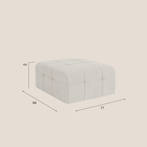 Mosaic pouf e modulo in bouclé - 96x77 cm design capitonné in tessuto
