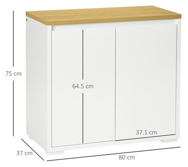 HOMCOM Mobile Multiuso con Armadietto a 2 Livelli in Truciolato e Ripiano regolabile, 80x37x75cm|Aosom