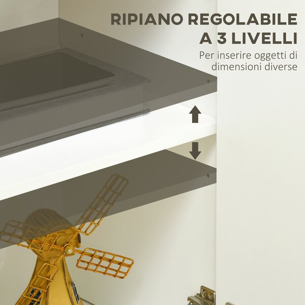 HOMCOM Mobile Multiuso con 2 Armadietti a 2 Livelli in Truciolato, Ripiano regolabile, 120x37x75cm Bianco e Color legno|Aosom