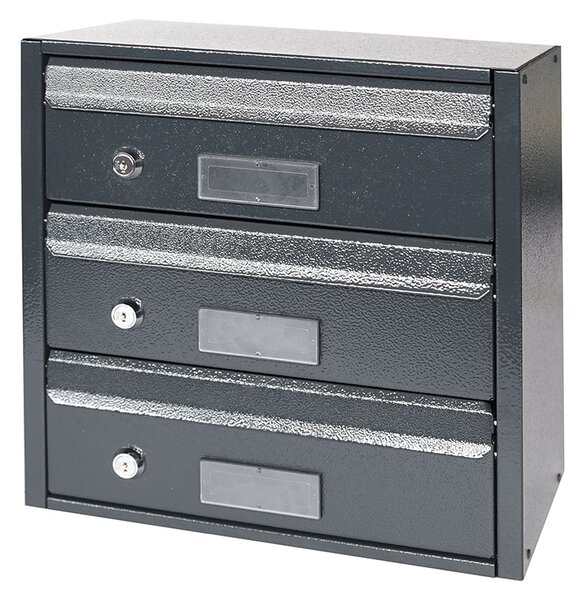 Cassetta Postale da Condominio Sofia 3 Posto 30x17x32h cm Modulare con 2 Chiavi Numerate in Acciaio Antracite