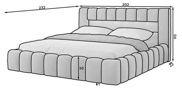 Letto matrimoniale imbottito rosa con contenitore con rete inclusa 180x200 cm Lamica – ELTAP