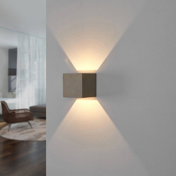 Applique da parete Jayden Lindby, dimmerabile, Alluminio / Grigio / Zincato, Corridoio, Gesso / Argilla, Moderno, Applique