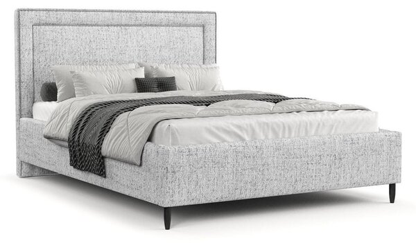 Letto matrimoniale imbottito grigio chiaro con spazio contenitivo e rete 180x200 cm Baleine - Maison de Rêve