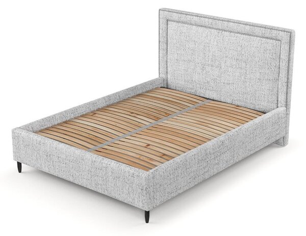 Letto matrimoniale imbottito grigio chiaro con spazio contenitivo e rete 180x200 cm Baleine - Maison de Rêve