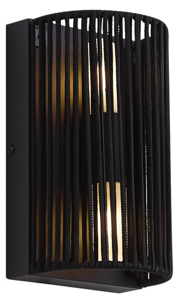 Lampada da parete Japandi nera con corda IP44 - Jayla