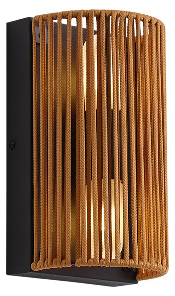 Lampada da parete Japandi arancione con nero e corda IP44 - Jayla