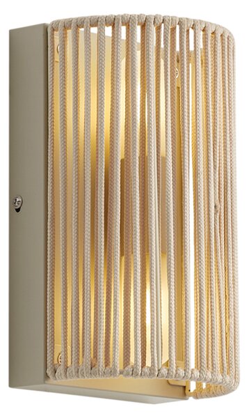 Lampada da parete Japandi beige con corda IP44 - Jayla