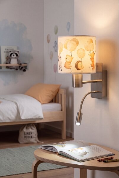 Brilagi - Lampada LED flessibile BOBO 1xE27/25W/230V + LED/3W con finiture cromo/bianco/motivo animali