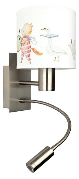 Brilagi - Lampada LED flessibile BOBO 1xE27/25W/230V + LED 3W, cromo/bianco con decorazioni a tema animali