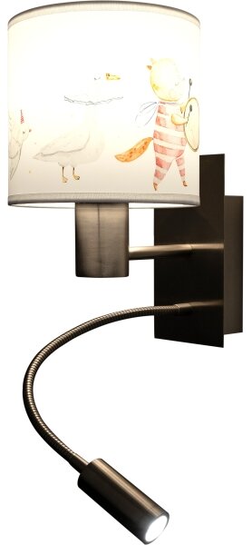 Brilagi - Lampada LED flessibile BOBO 1xE27/25W/230V + LED 3W, cromo/bianco con decorazioni a tema animali