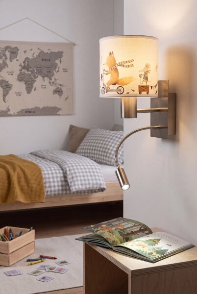 Brilagi - Lampada LED flessibile BOBO 1xE27/25W/230V + LED/3W cromo/bianco/motivo animali