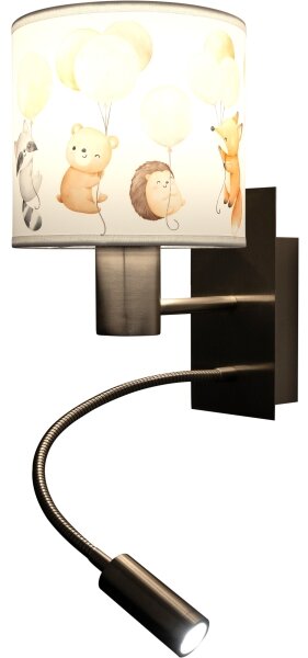 Brilagi - Lampada LED flessibile BOBO 1xE27/25W/230V + LED/3W con finiture cromo/bianco/motivo animali