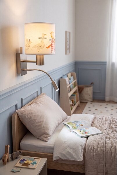 Brilagi - Lampada LED flessibile BOBO 1xE27/25W/230V + LED 3W, cromo/bianco con decorazioni a tema animali