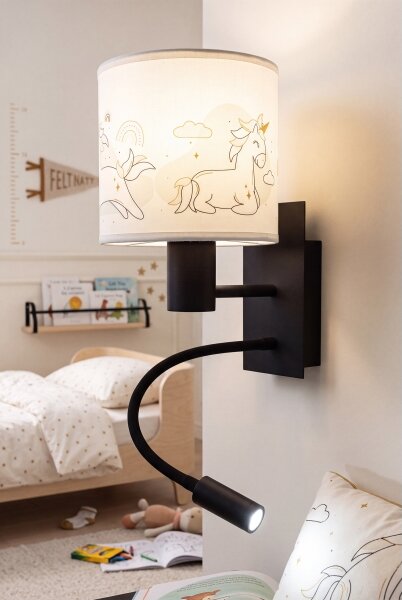 Brilagi - Lampada LED flessibile BOBO 1xE27/25W/230V + LED/3W nero/bianco/unicorni