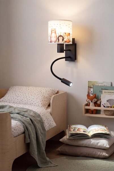 Brilagi - lampada LED Flex. BOBO 1xE27/25W/230V + LED/3W nero/bianco/animaletti