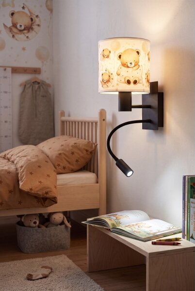Brilagi - Lampada LED flessibile BOBO 1xE27/25W/230V + LED/3W nero/bianco/orsetti