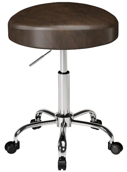 Icon Space Sgabello con Ruote Altezza Regolabile in Ecopelle 39x34.5x52-67.5 cm colore Marrone