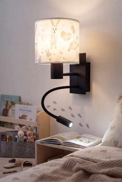 Brilagi - LED Flex. lampada BOBO 1xE27/25W/230V + LED/3W nero/bianco/coniglietti